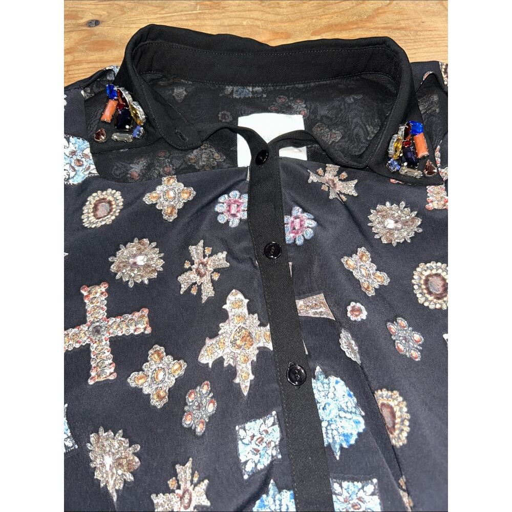 Line & Dot Baroque Jeweled Collar Cutout Dress Black Size S - Picture 5 of 7